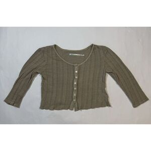 Kimchi Blue Women's Small Cream Semi-Sheer 3/4 Sleeve Scoop Neck Ellie‎ Top